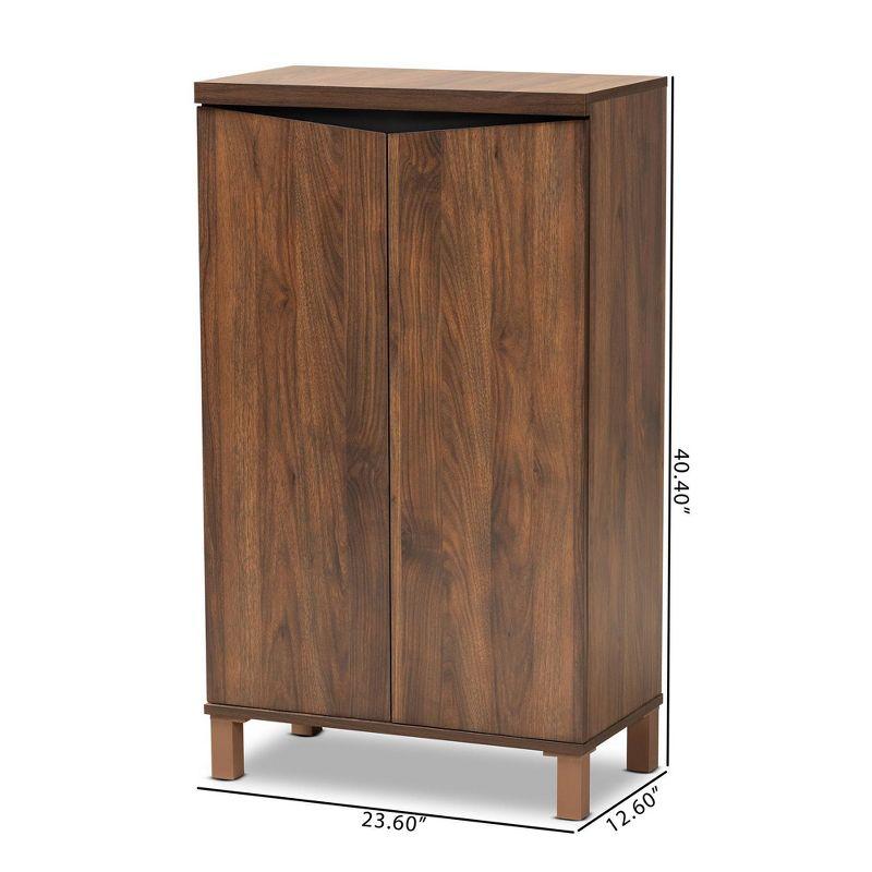 Talon Two-Tone Wood 2 Door Shoe Storage Cabinet Walnut Brown/Dark Gray - Baxton Studio