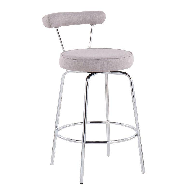 Contemporary Chrome 20" Swivel Counter Stool in Light Grey