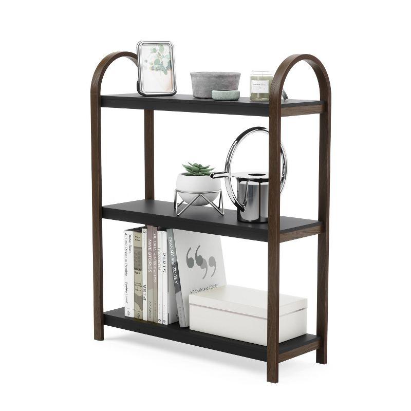 Bellwood Black/Walnut Wood Over-the-Toilet 3-Tier Bookshelf