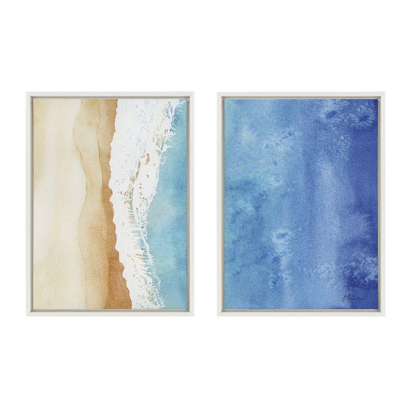 Kate and Laurel Sylvie Ocean Wake 1 and 2 Framed Canvas by Julie Maida, 2 Piece 18x24, White