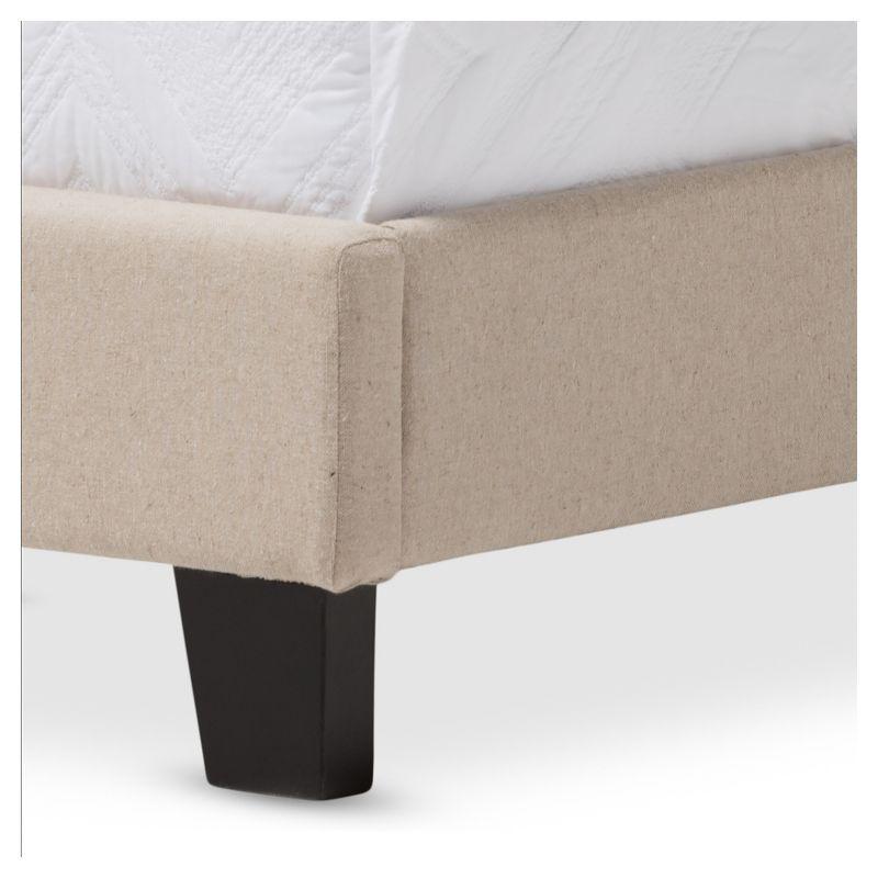 Twin Paris Modern And Contemporary Linen Upholstered Tufting Platform Bed Beige - Baxton Studio: Rubberwood, No Box Spring Needed
