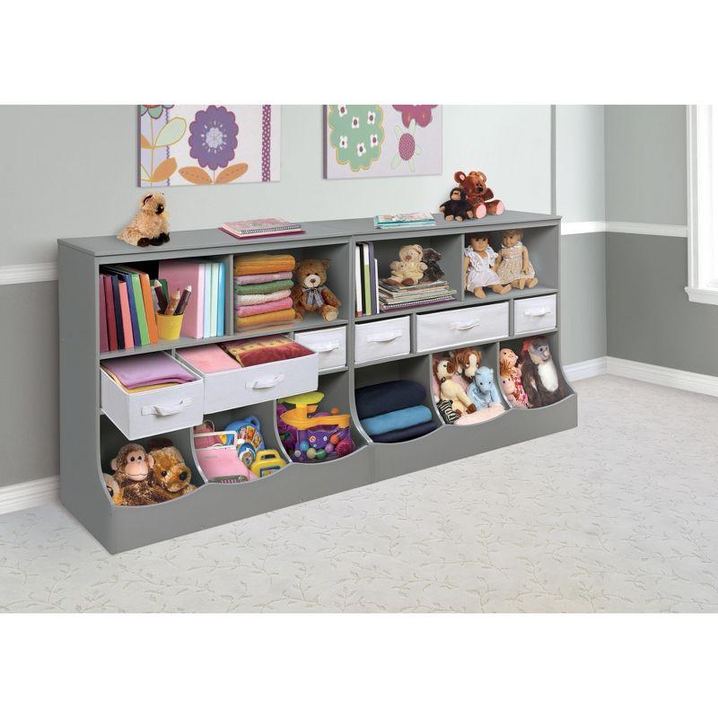 Modern Gray and White Kids Storage Unit with Baskets and Cubes