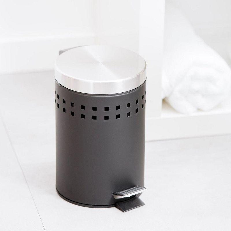 Black Stainless Steel Pedal Bathroom Trash Can with Lid