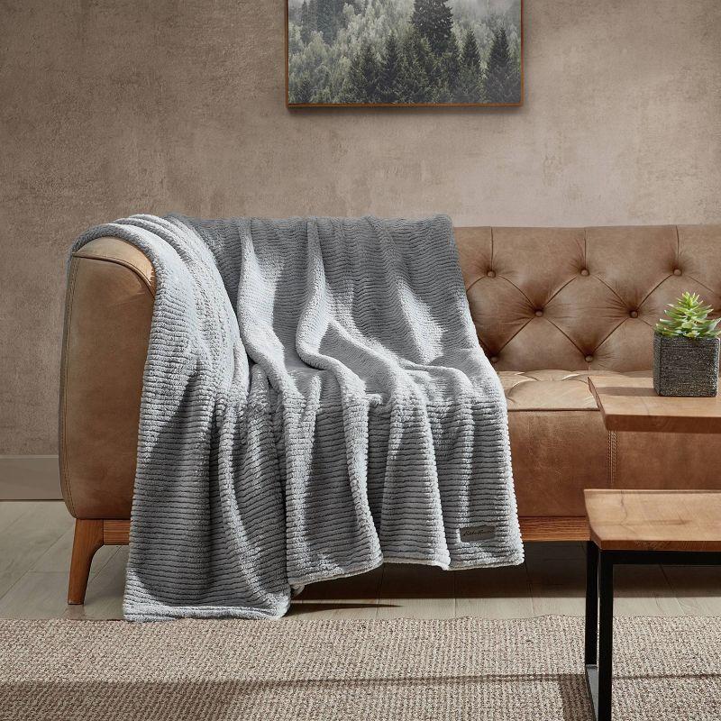 Eddie Bauer Eddie Bauer Ribbed Textured Stripe Solid Plush Throw Blanket