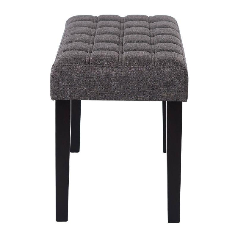California Fabric Tufted Bench Dark Gray - CorLiving: Entryway, Living Room, Foam Padded, Wood Legs
