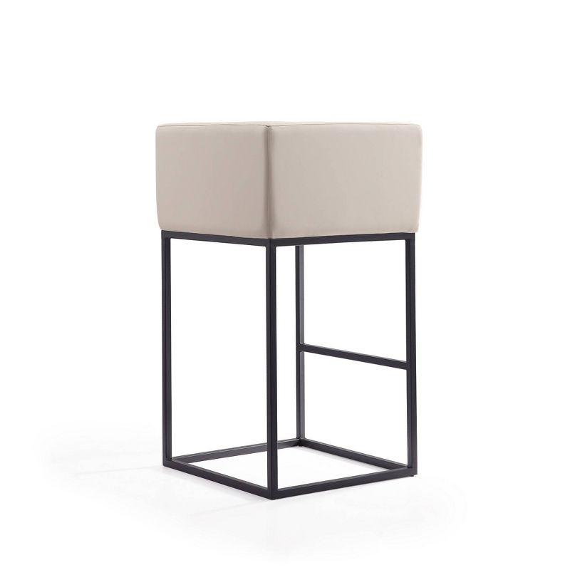 Embassy Cream Faux Leather and Black Metal Barstool Set of 3