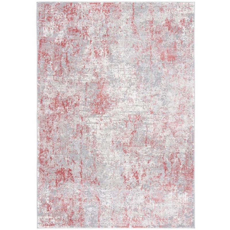Gray and Pink Flat Woven Synthetic Area Rug 8' x 10'