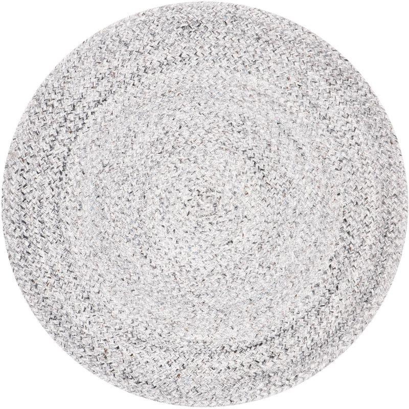 Gray Round Handmade Braided Reversible Area Rug