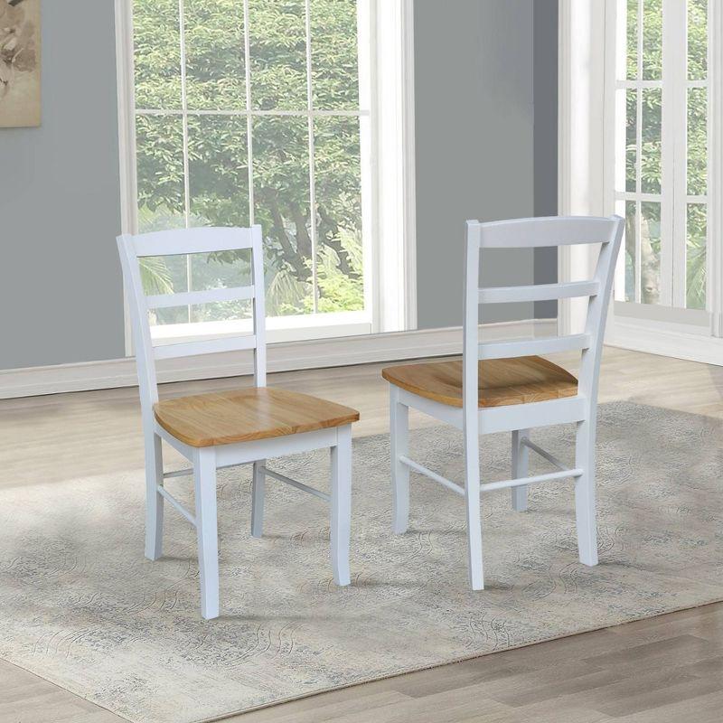 White and Natural Wood Ladderback Side Chair