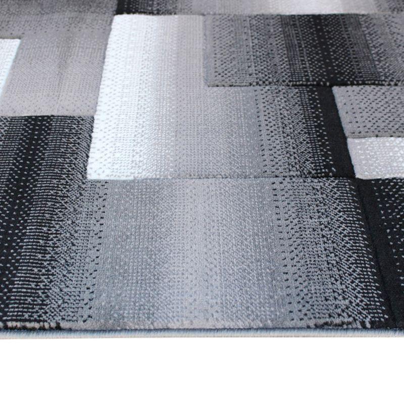 Masada Rugs Trendz Collection 5'x7' Modern Contemporary Area Rug in Black, White and Gray-Design Trz861