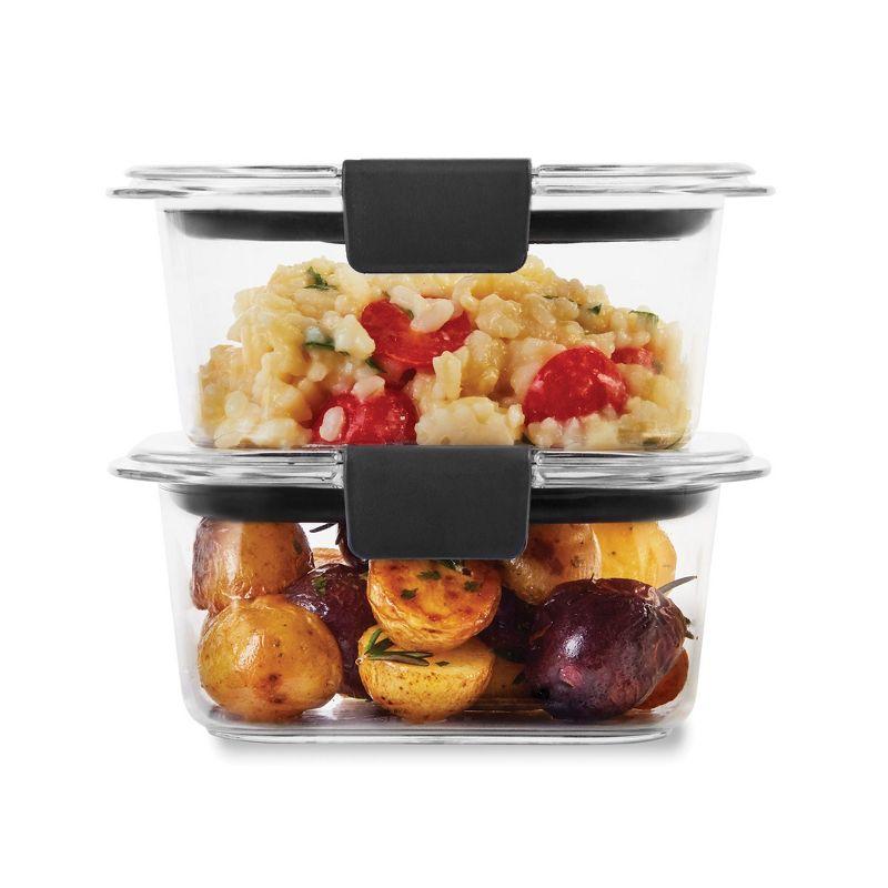 Rubbermaid 1.3 cup 2pk Brillance Food Storage Container: Clear Plastic, Freezer & Microwave Safe, Dishwasher Safe, Lunch & Snack