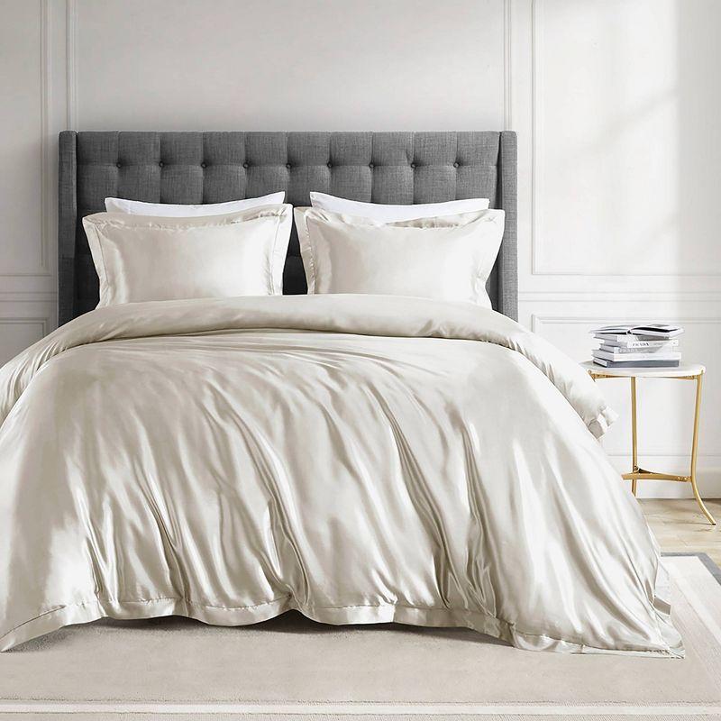 Ivory Satin Full Microfiber Comforter Set