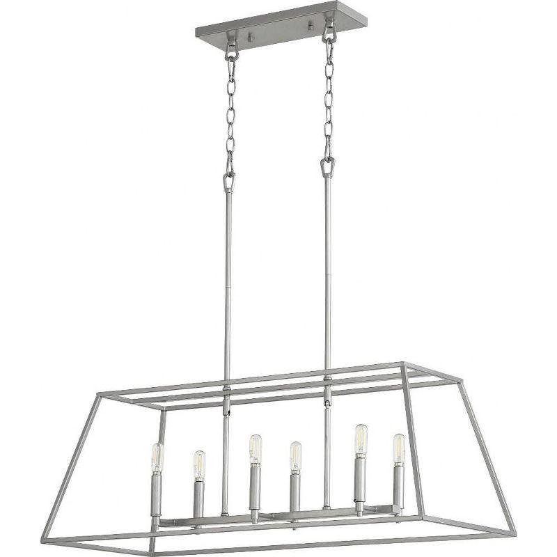 Quorum Lighting Gabriel 6-Light Linear Pendant, Classic Nickel, 15W x 12.5H x 35L, Rod and Chain Hanging Method