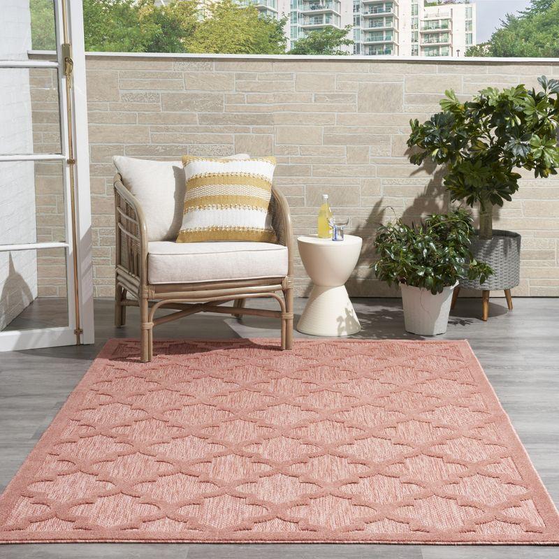 Nourison Easy Care Trellis Flatweave Indoor Outdoor Area Rug 6' x 9' Coral/Orange