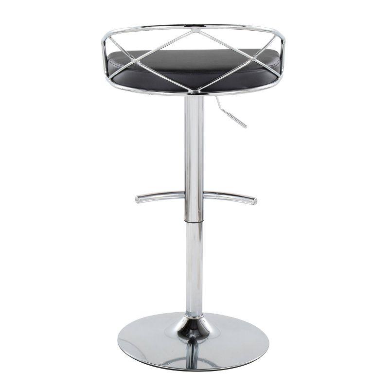 Set of 2 Charlotte Adjustable Barstools Chrome/Black - LumiSource: Rounded Back, Swivel Seat, Metal Frame, Faux Leather