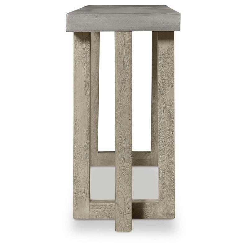 Gray Mango Wood Console Table with Faux Concrete Top