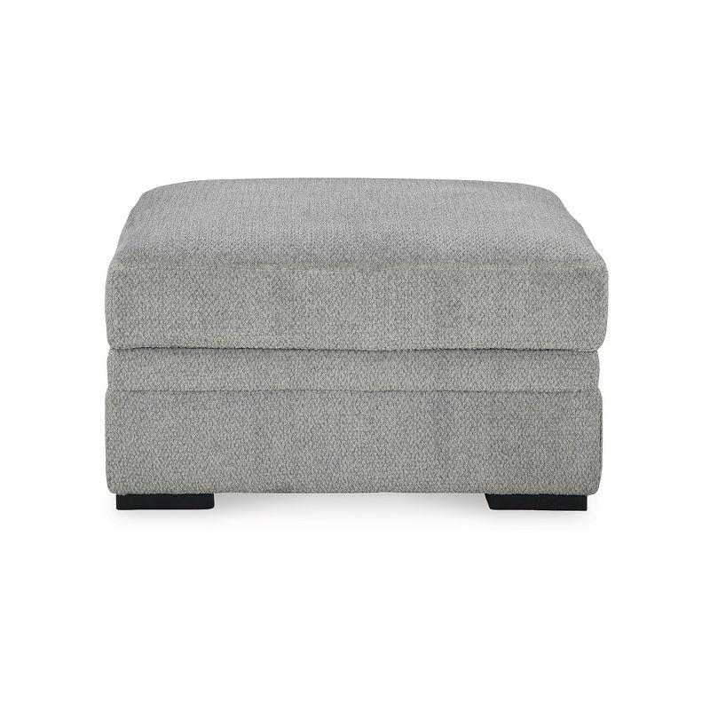 Light Gray Contemporary Storage Ottoman with Cup Holders