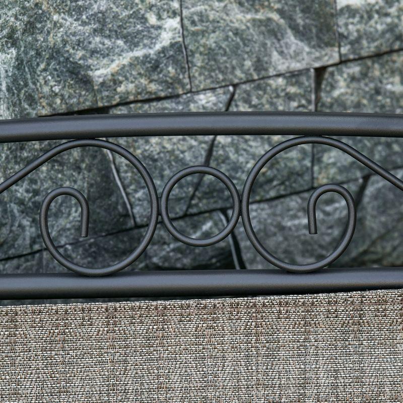 Outsunny Outdoor Glider Chairs with Coffee Table, Patio 2-Seat Rocking Chair Swing with Breathable Sling for Backyard, Garden and Porch, Brown