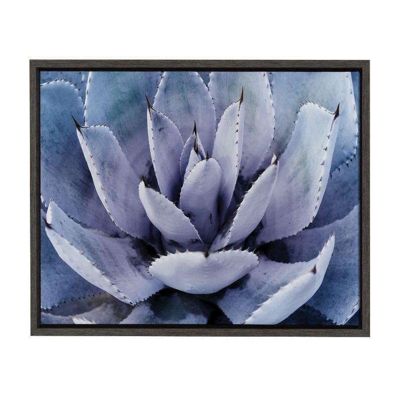 Violet Cactus Framed Canvas Print, 18x24, Dark Gray Frame