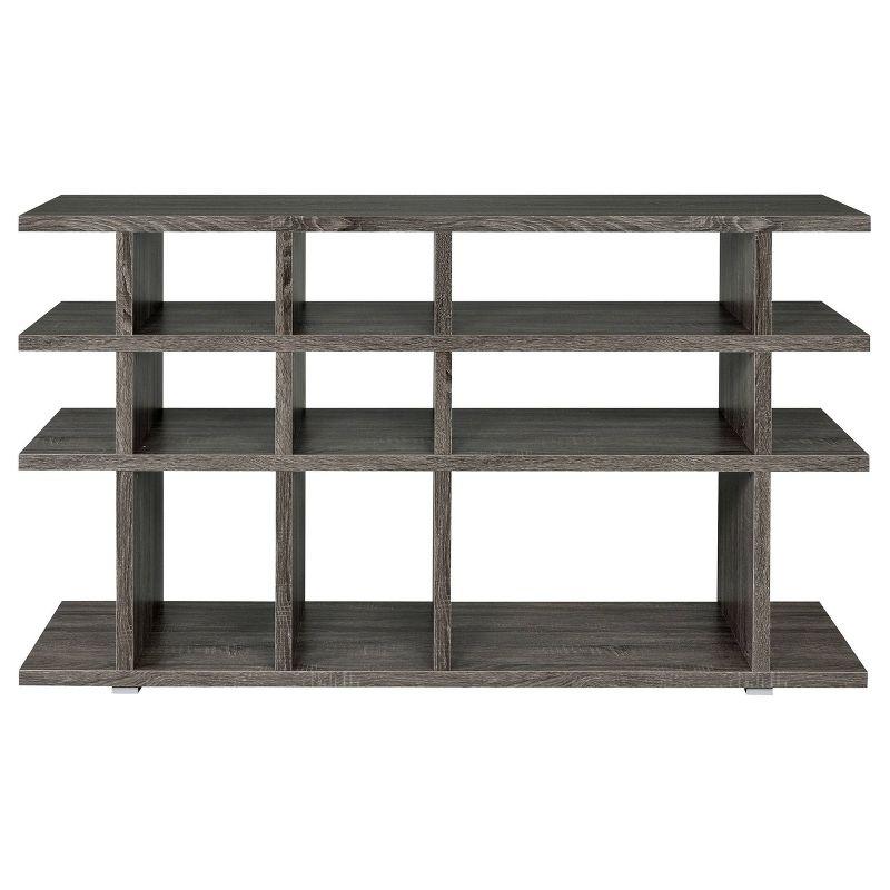 Weathered Gray 4-Shelf Wood Console Bookcase