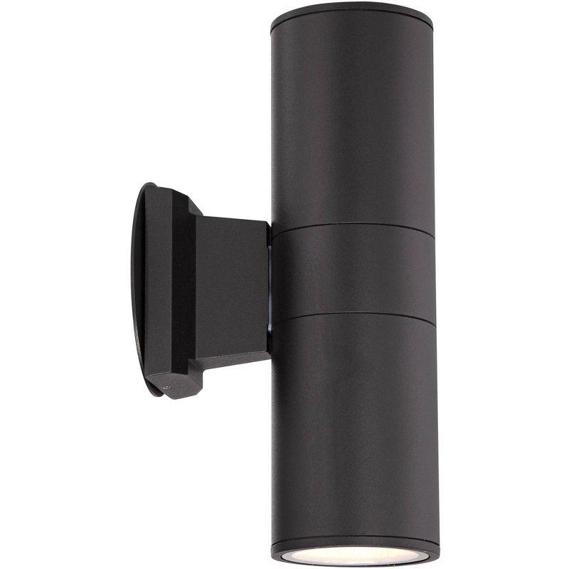 Possini Euro Design Modern Outdoor Wall Light Fixtures Set of 2 Black Aluminum 11 3/4" Glass Lens for Exterior House Porch Patio