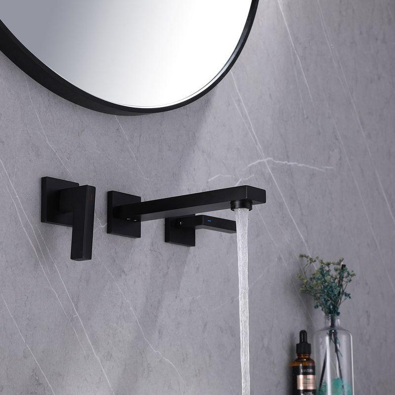 BWE Two-Handle Wall Mounted Bathroom Faucet in Matte Black