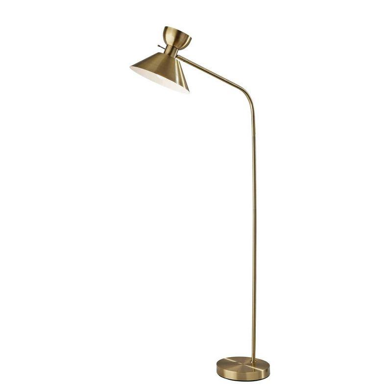 Antique Brass Arc Floor Lamp with Metal Shade, 67.5" Tall