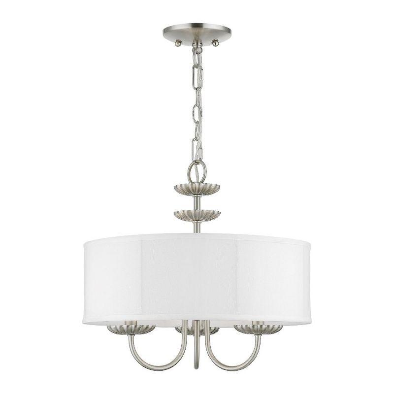 Brushed Nickel Mini Drum Pendant Light with Fabric Shade