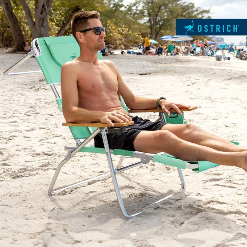 Ostrich Ostrich Deluxe Padded Lightweight Portable Adjustable Outdoor Reclining Folding Chair with Footrest