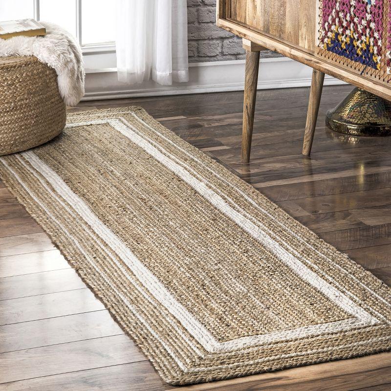 nuLOOM Rikki Coastal Braided Jute Area Rug, Runner 2' 6" x 10', Off White