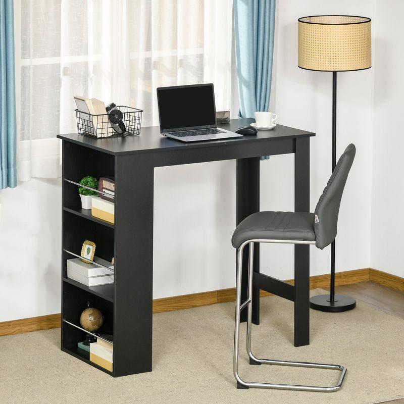 HOMCOM Modern Bar Table Counter Height Dining Table with 3 Storage Shelves for Kitchen, Dining Room, Living Room, Black