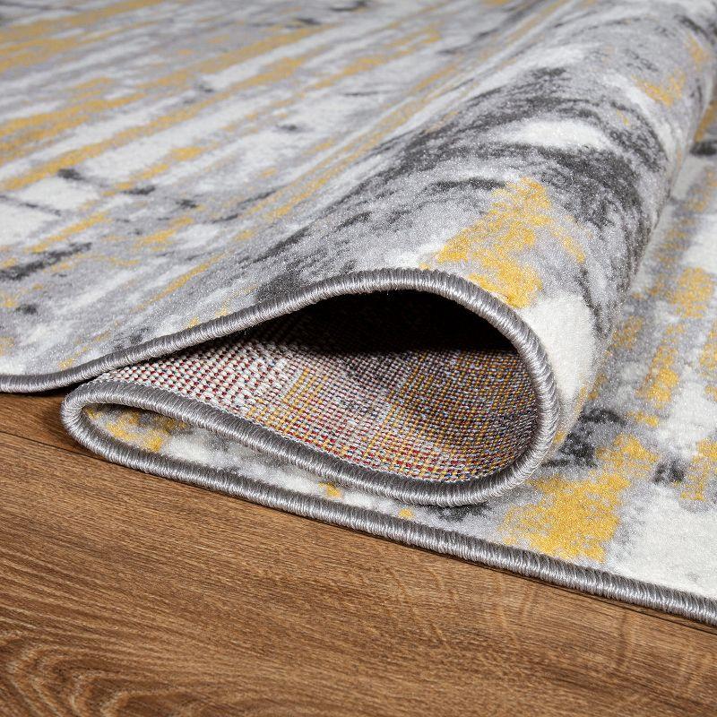 World Rug Gallery Vintage Abstract Modern Area Rug - Yellow 5' x 7'