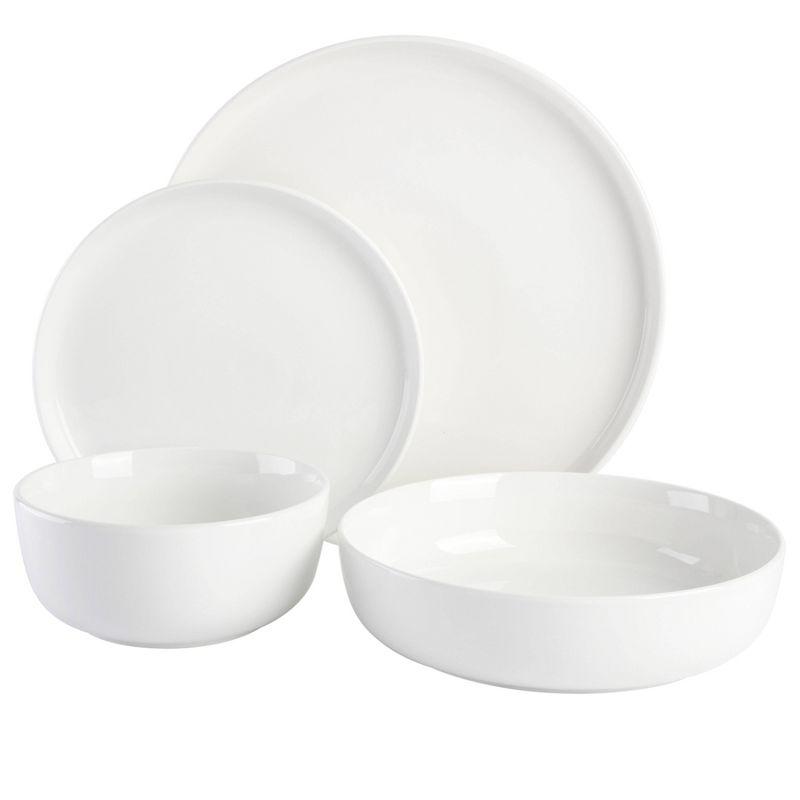 Oslo White Porcelain 16-Piece Dinnerware Set, Service for 4