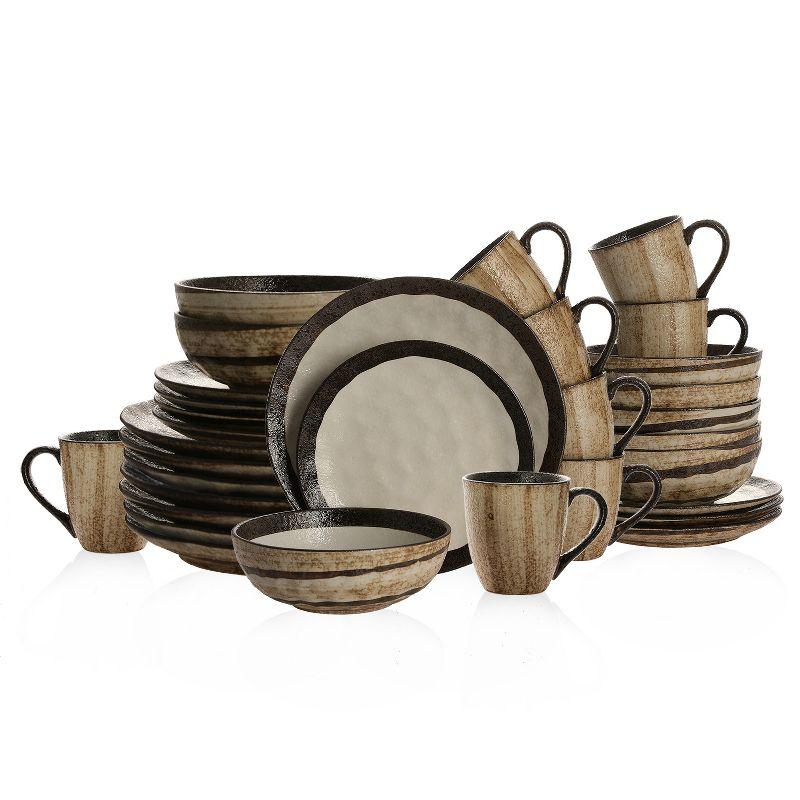 Stone Lain Lucy 32-Piece Porcelain Dinnerware Set, Service for 8, Beige