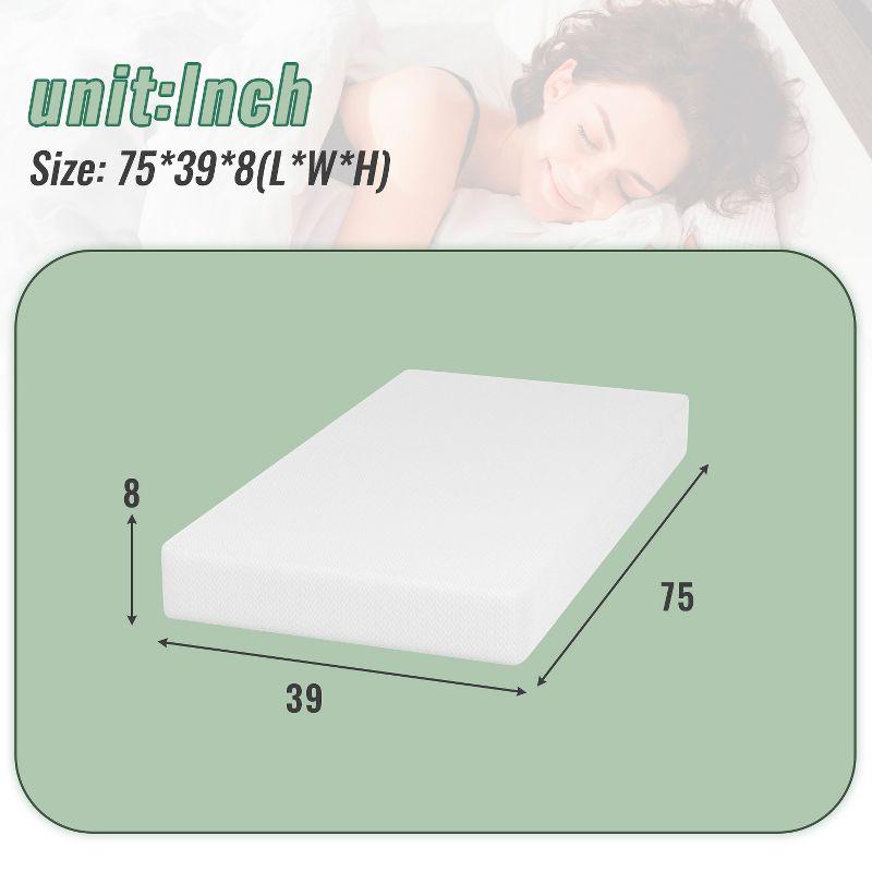 FDW 8 inch Twin Gel Memory Foam Mattress Wave Comfort Foam Mattress 8 inch Mattress, CertiPUR-US Certified,,White Twin
