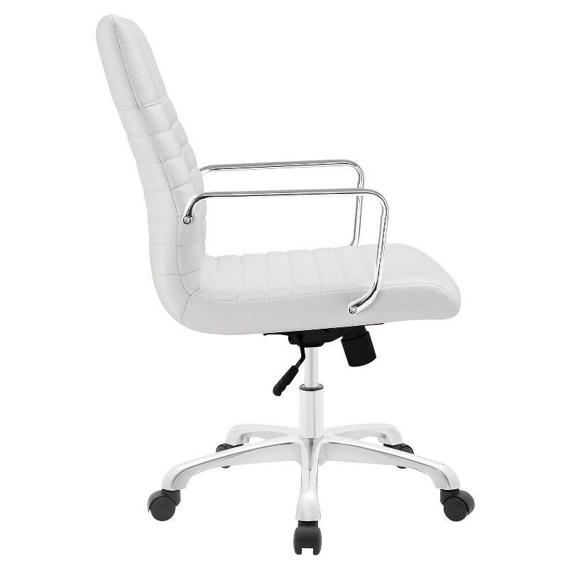 White Ergonomic Vinyl Swivel Office Chair with Fixed Arms