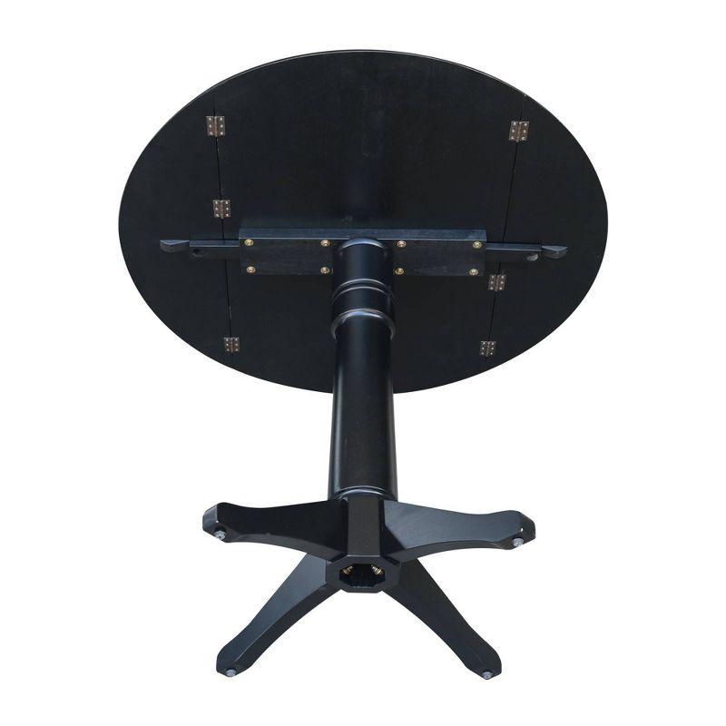 Sandon Round Dual Drop Leaf Pedestal Table Black - International Concepts