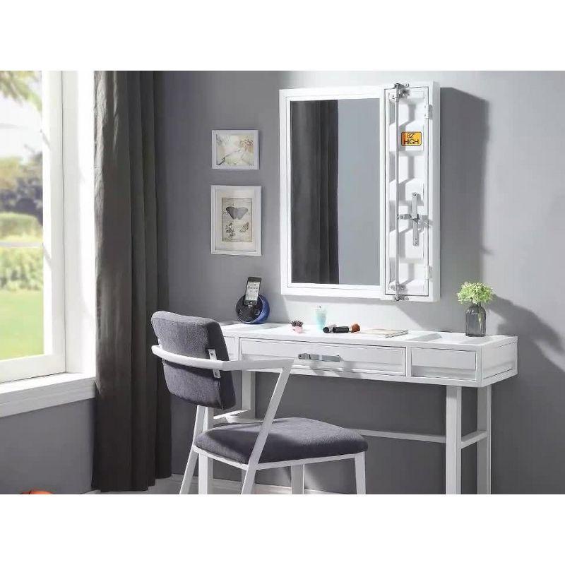 Cargo Vanity Table Blue with Drawer - Acme Furniture: Dressing Table, Metal Frame