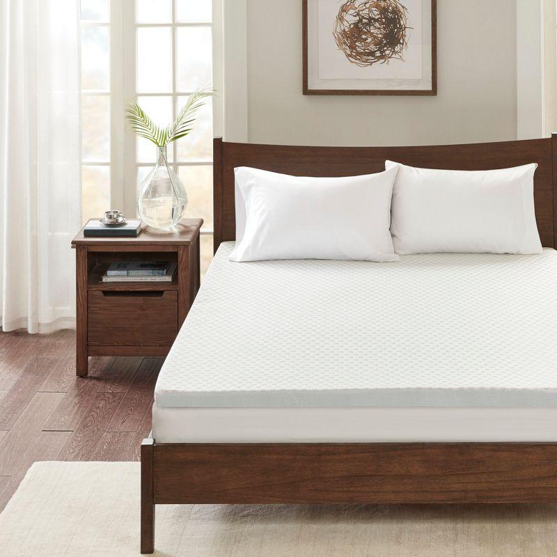 Hypoallergenic 2" Gel Memory Foam Mattress Toppers (Queen) White: Microfiber Cover, TESTEX Certified
