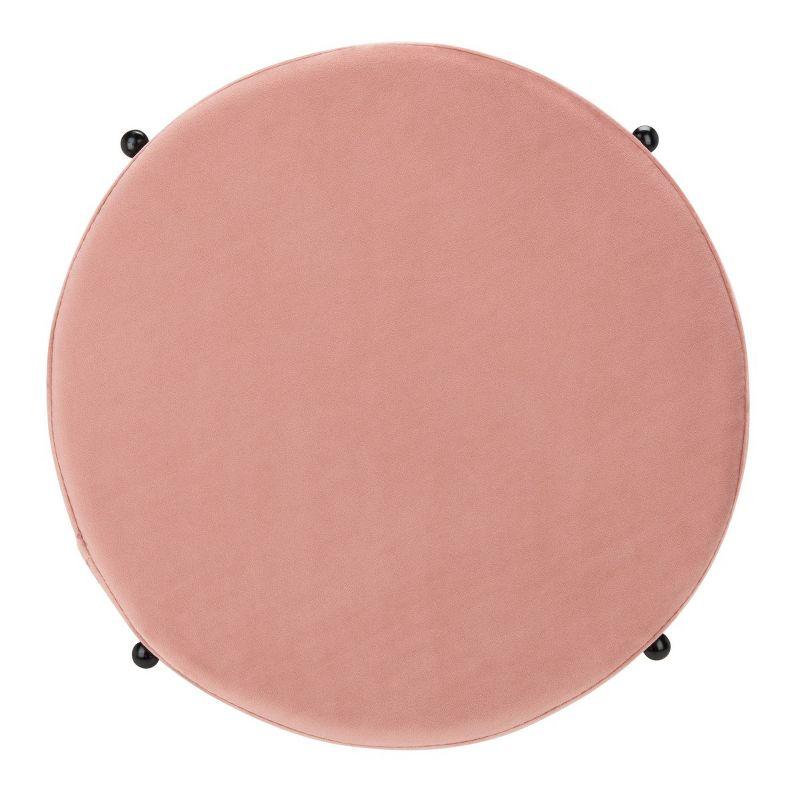 Lisbon Round Ottoman - Dusty Rose/Black - Safavieh