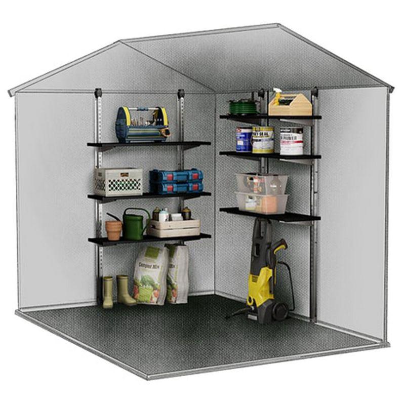 Keter Keter Storage Shed Shelf Kit 40 Inch Easy Assembly Steel Reinforced Utility Kit with Heavy Duty Brackets and Rails, Black
