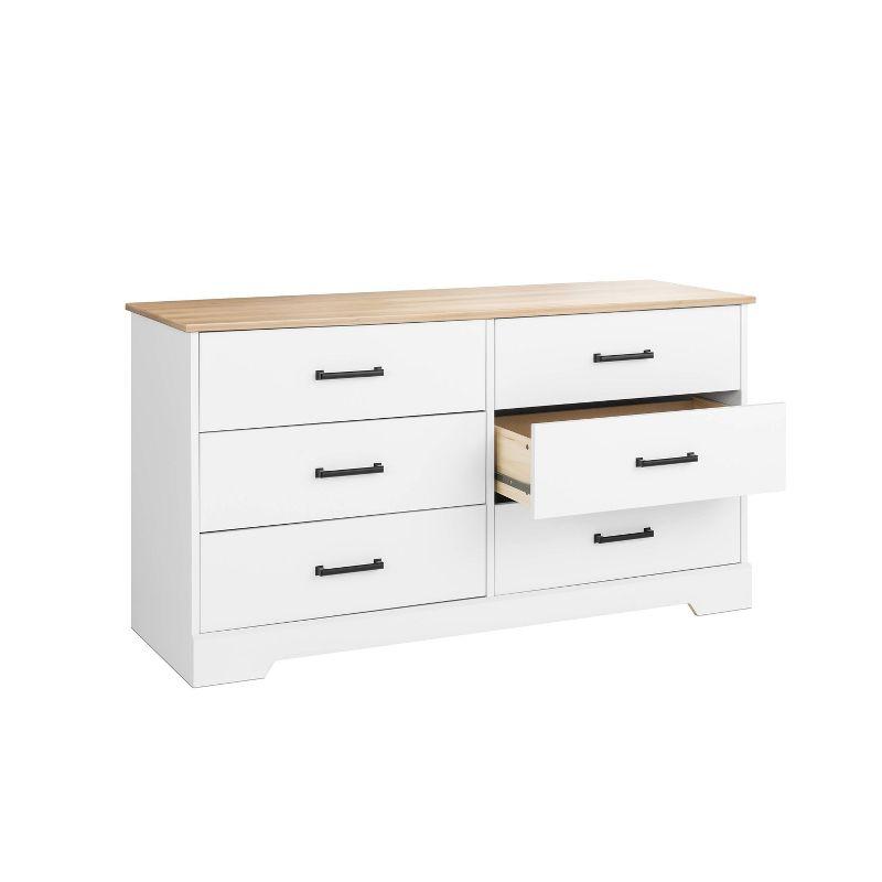 Prepac Rustic Ridge Farmhouse 6 Drawer Bedroom Dresser White/Oak