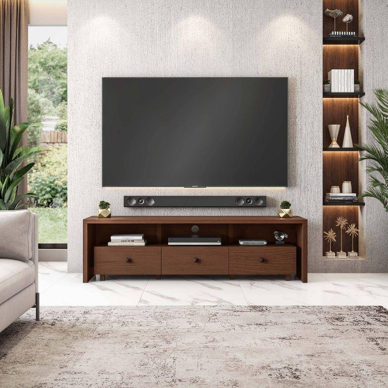 Elegant Hickory Brown TV Stand with Storage for Up to 75" TVs