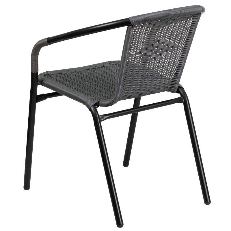 Flash Furniture Lila 2 Pack Gray Rattan Indoor-Outdoor Restaurant Stack Chair