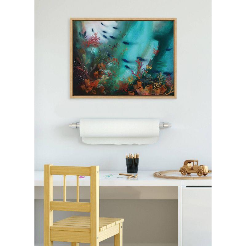 Coral Cove Marine Life Canvas Print with Natural Frame