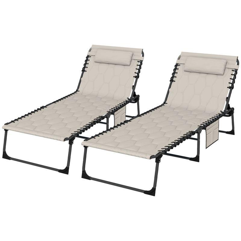 Outsunny Folding Chaise Lounge with 5-level Reclining Back, Outdoor Lounge Chair with Padded Seat