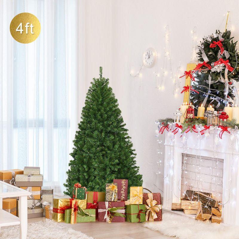 Costway 4/5/6/7/8/9 Ft Pre-Lit Artificial Christmas Tree Hinged 100/150/350/500/750/1000 LED Lights