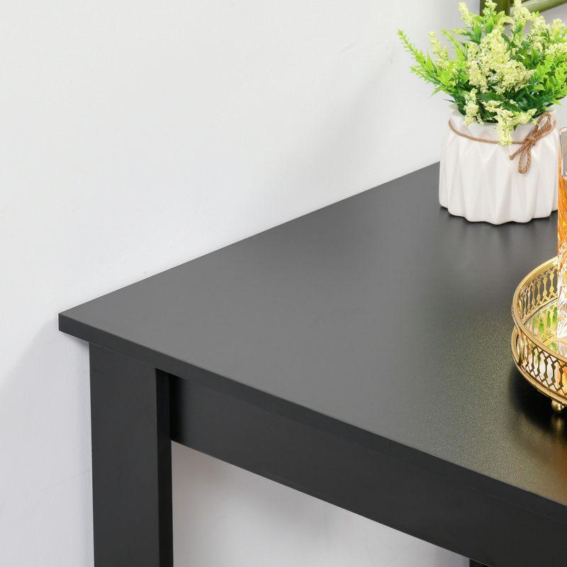 HOMCOM Modern Bar Table Counter Height Dining Table with 3 Storage Shelves for Kitchen, Dining Room, Living Room, Black