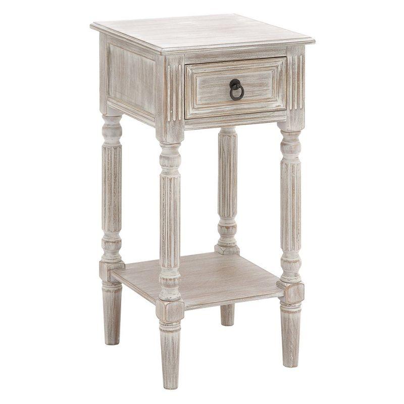 Rustic Country Wood Accent Table - Olivia & May: French Style, Tall End Table for Living Room with Drawer