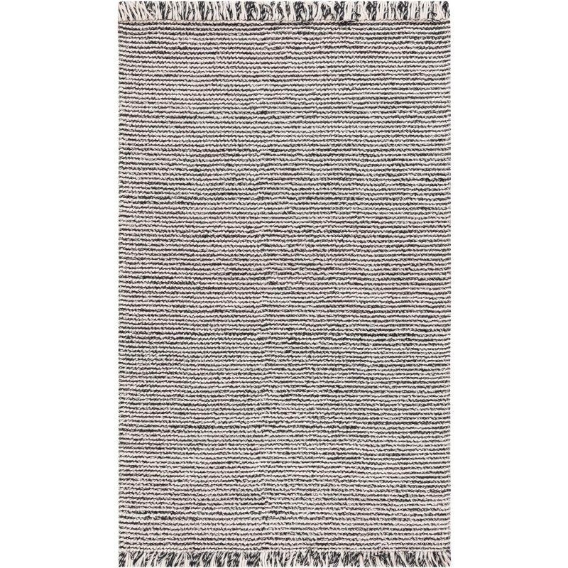 Natura 5' x 8' Black and Ivory Wool Handwoven Area Rug